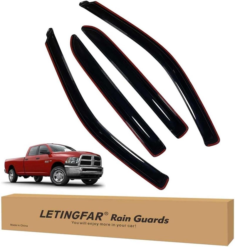 LETINGFAR in-Channel Rain Guards for Dodge RAM 2500 3500 2019-2024 Crew Cab, Side Window Deflectors, Window Visors for RAM 2500 3500,for RAM Car Accessories - Image 1